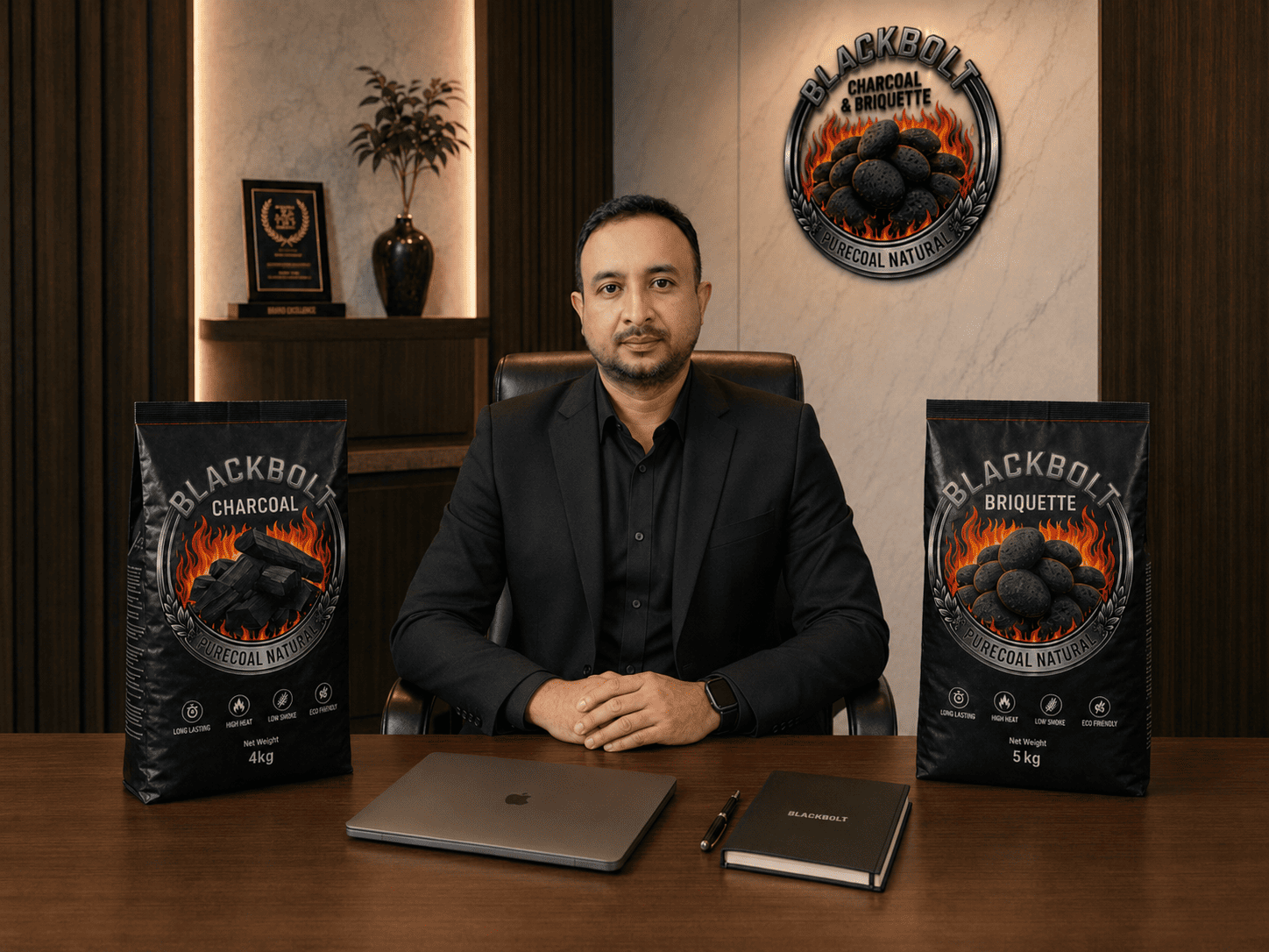 ROCKY KHAN MD AND FOUNDER BLACKBOLT CHARCOAL